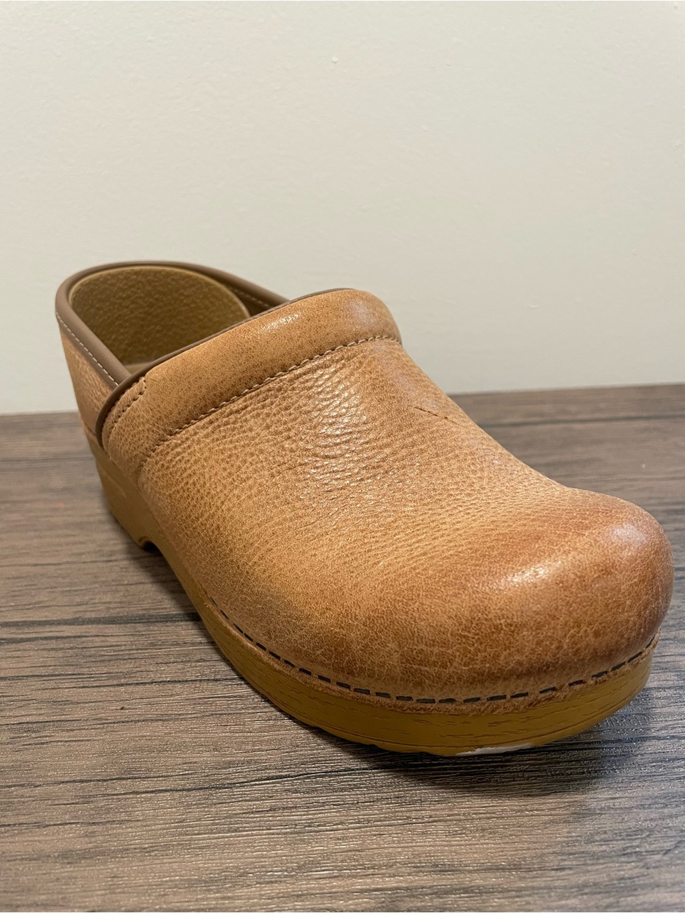 Wide Dansko Women's Slip-On Leather Clog in Honey Tan - Picture 8 of 11